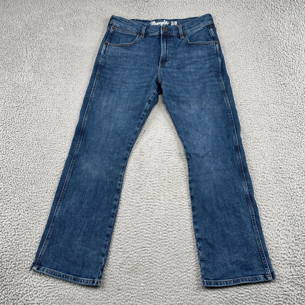 Wrangler Jeans Mens 32x30 Blue Retro Slim Boot Stretch Denim 1077MWZNS